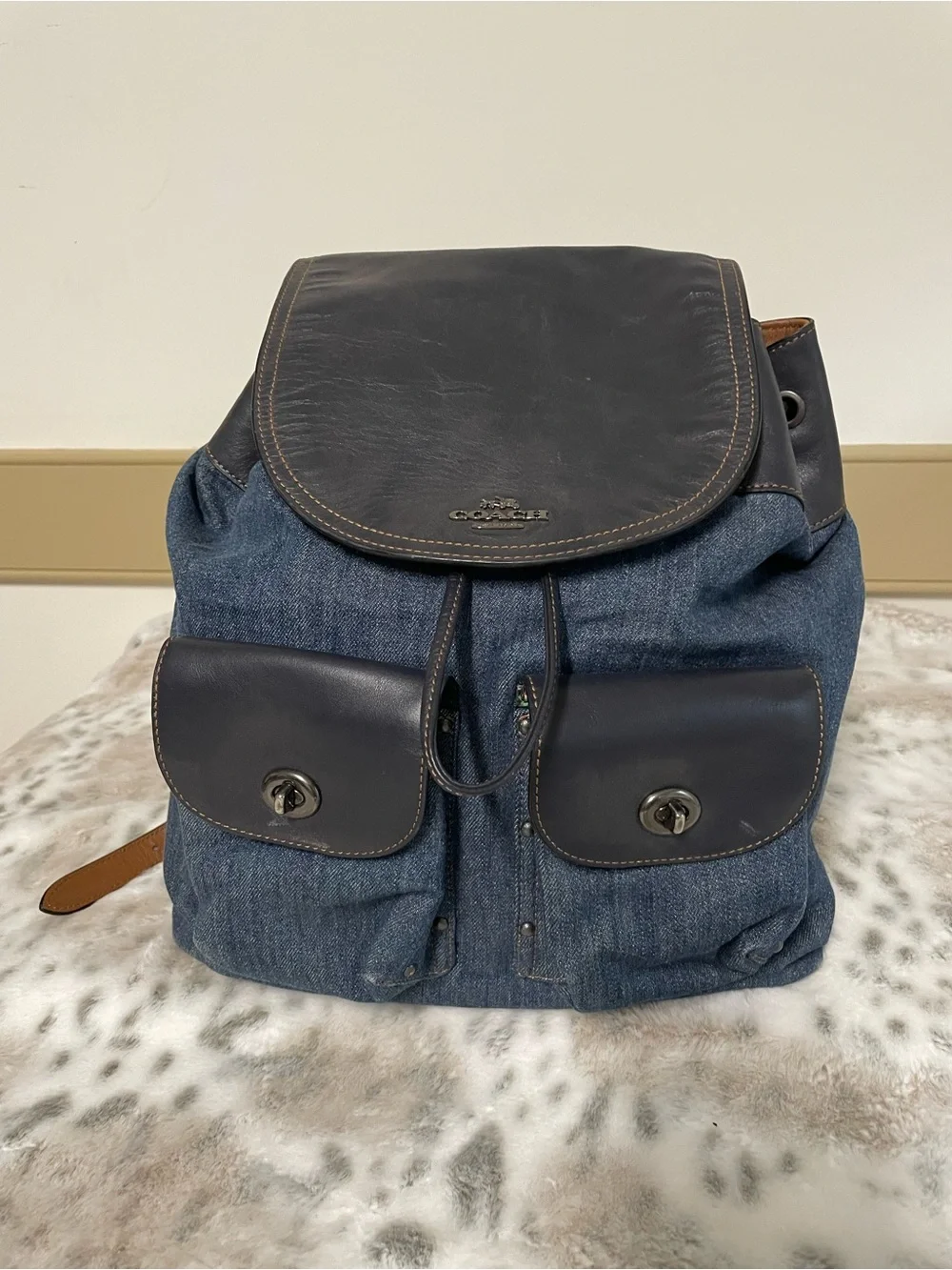 Coach Denim & Leather Backpack